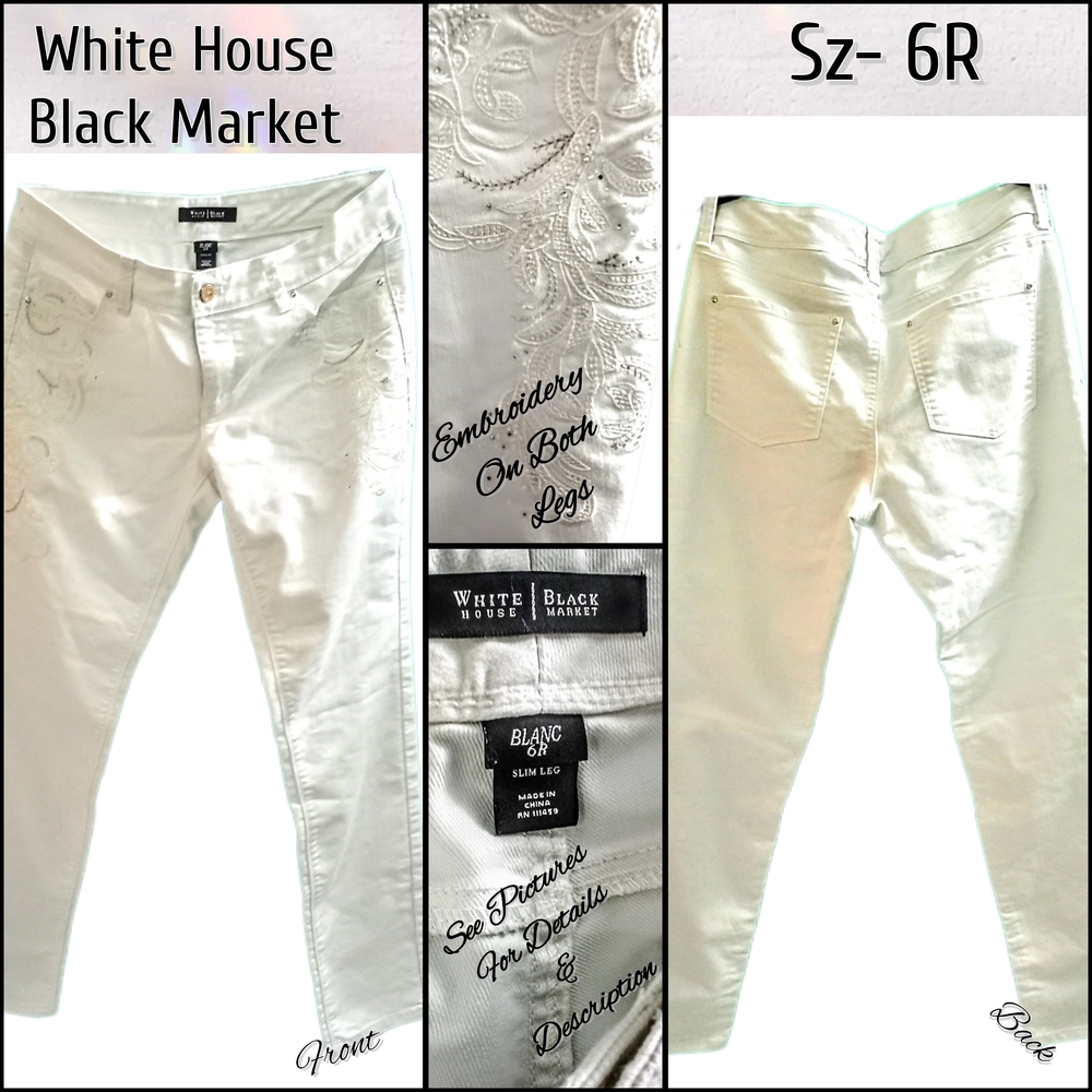 White House Black Market Skinny White Jeans with Sleek Finish